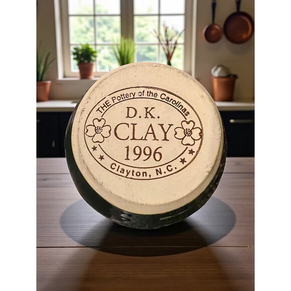 DK Clay Ocean Blue Ruffle Rim Vase-North Carolina Studio Pottery-6''-Stoneware - Picture 4 of 7